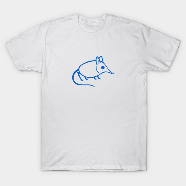 Elephant shrew minimalist design in blue ink T-Shirt by croquis design